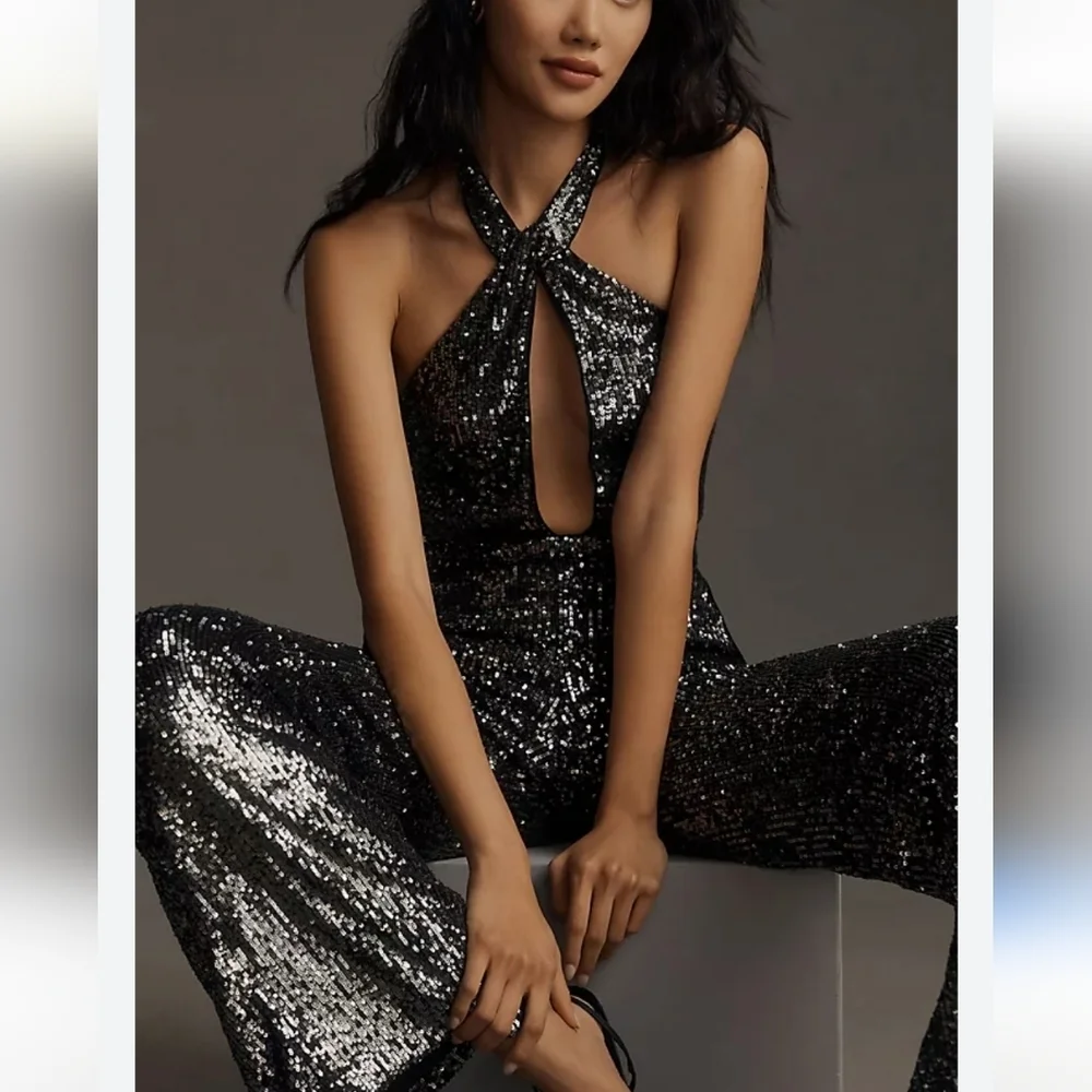 Maeve Rhinestone Halter Jumpsuit - Picture 3 of 11